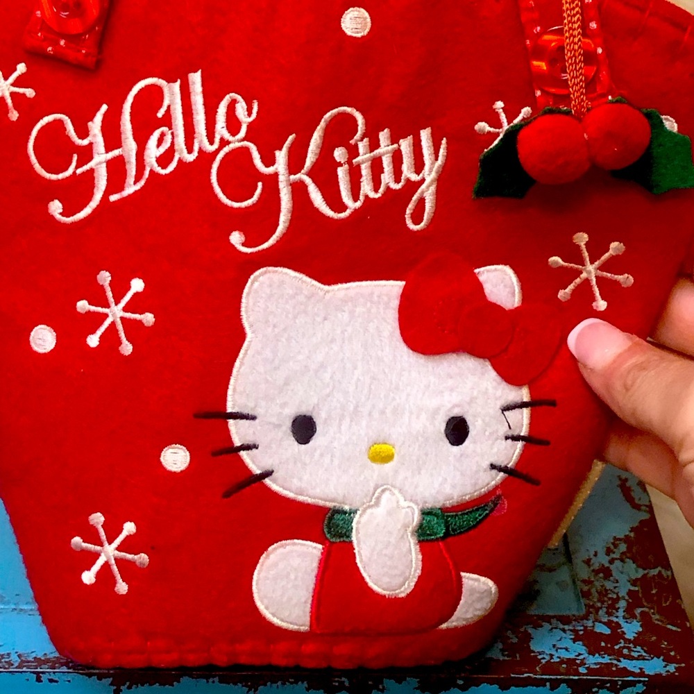 Vintage 1976 Hello Kitty Red Felt Snowflake Bag